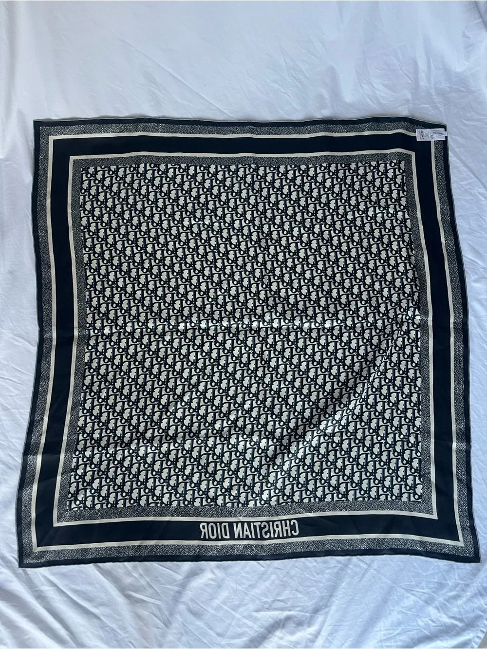 Christian Dior Grey Oblique Silk Scarf Diortwin 90 square